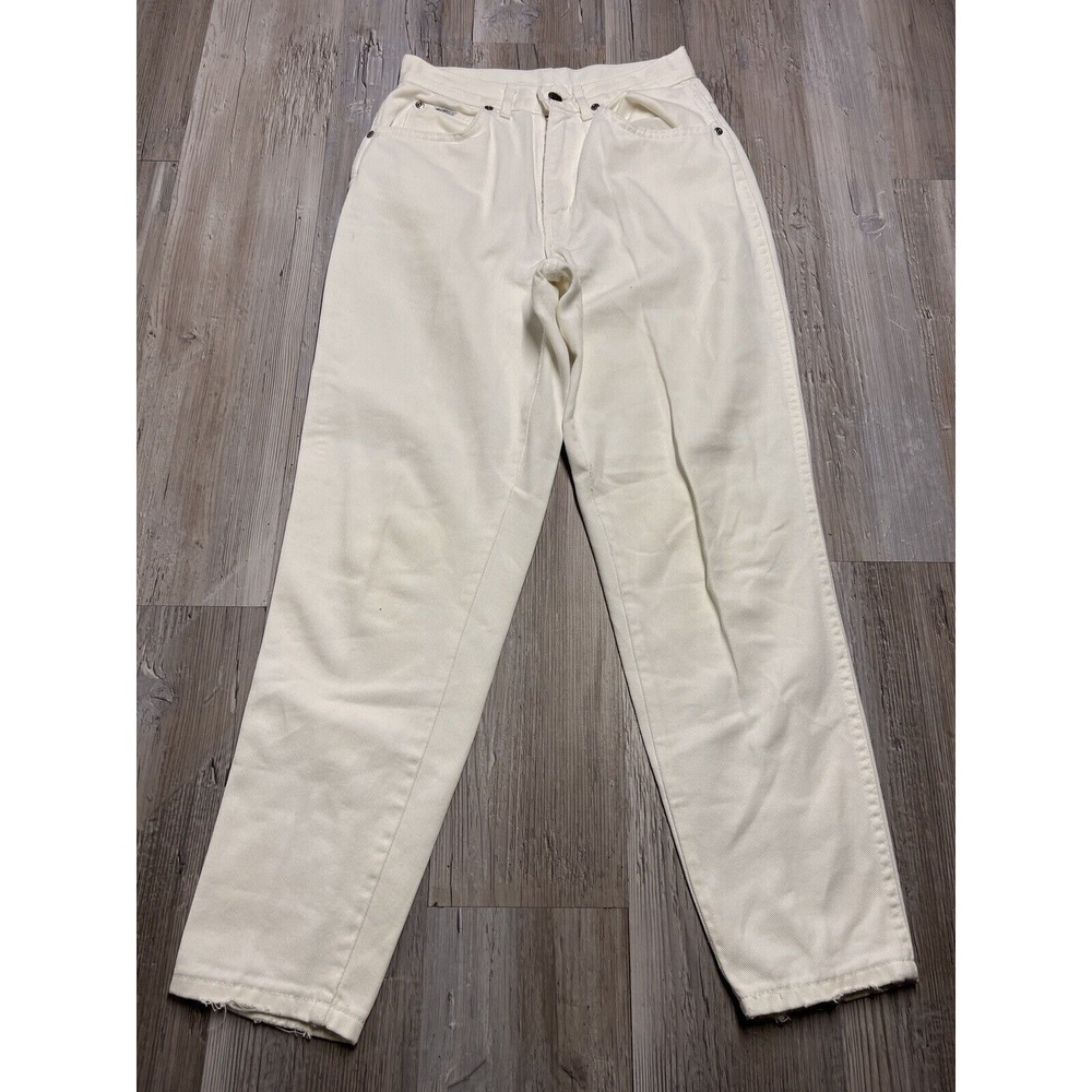 Vintage 90s Chic White Jeans 7 Petite Tapered Leg Denim Preppy Boho Coastal‎ Mom